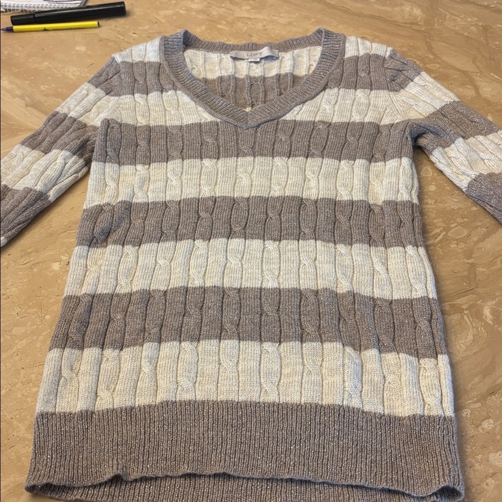LOFT Two-Tone Knit Sweater - Picture 2 of 3